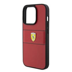 PU LEATHER CASE MULTI STRIPES MIDDLE PART RED iPhone 15 Pro FEHCP15LPBOR