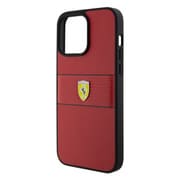 PU LEATHER CASE MULTI STRIPES MIDDLE PART RED iPhone 15 Pro Max FEHCP15XPBOR