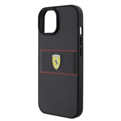 PU LEATHER CASE MULTI STRIPES MIDDLE PART BLACK iPhone 15 FEHCP15SPBOK