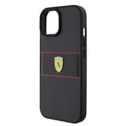 PU LEATHER CASE MULTI STRIPES MIDDLE PART BLACK iPhone 15 FEHCP15SPBOK