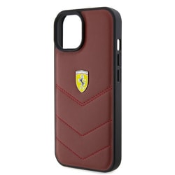 HC LEATHER CASE STITCHED LINES RED iPhone 15 FEHCP15SRDUR