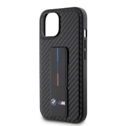 BMW - M COLLECTION - GRIP STAND CASE PU SMOOTH AND CARBON BLACK iPhone 15 BMHCP15SGSPCCK