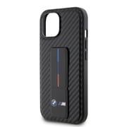 BMW - M COLLECTION - GRIP STAND CASE PU SMOOTH AND CARBON BLACK iPhone 15 BMHCP15SGSPCCK