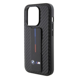 BMW - M COLLECTION - GRIP STAND CASE PU SMOOTH AND CARBON BLACK iPhone 15 Pro Max BMHCP15XGSPCCK