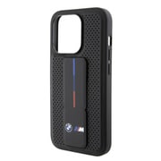 BMW - M COLLECTION - GRIP STAND CASE PU SMOOTH AND CARBON BLACK iPhone 15 Pro BMHCP15LGSPPRK
