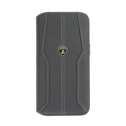 Lamborgihini - Geniune leather D1booktype cover BK iPhone 15 Pro Max LB-TPUFCIP15PM-HU/D1-BK