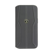 Lamborgihini - Geniune leather D1booktype cover BK iPhone 15 Pro Max LB-TPUFCIP15PM-HU/D1-BK