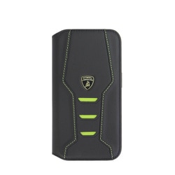 Lamborgihini - Geniune leather booktype cover GN iPhone 15 Pro LB-TPUFCIP15P-HU/D16-GN