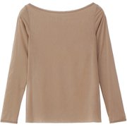 ストレッチチュールロングスリーブトップ STRETCH TULLE L/S TOP DA523100 セピア SE Sサイズ [フィットネス ヨガ シャツ レディース]