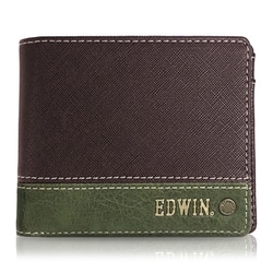 EDWIN 切替合皮 二つ折財布 D.BROWN 22269257