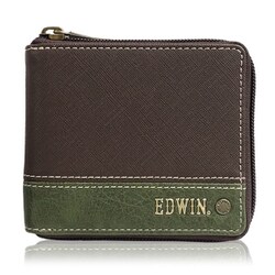 EDWIN 切替合皮 R-ZIP 二つ折財布 D.BROWN 22269258