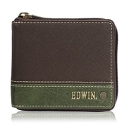 EDWIN 切替合皮 R-ZIP 二つ折財布 D.BROWN 22269258