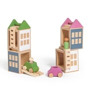 木製玩具 LL121303 ベーシックタウンセット ピンク×グリーン