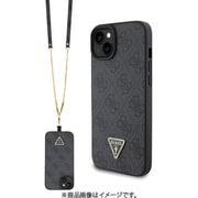 GUHCP15SP4TDSCPK [GUESS（ゲス）公式ライセンス iPhone 15 用 ショルダーストラップ付レザーケース ブラック]