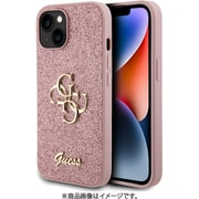 GUHCP15SHG4SGP [GUESS（ゲス）公式ライセンス iPhone 15 用 BIC4Gメタルロゴ付グリッターケース ピンク]