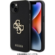 GUHCP15SPSP4LGK [GUESS（ゲス）公式ライセンス iPhone 15 用 グリッターメタルロゴ付パンチングレザーケース ブラック]