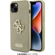 GUHCP15SPSP4LGD [GUESS（ゲス）公式ライセンス iPhone 15 用 グリッターメタルロゴ付パンチングレザーケース ゴールド]