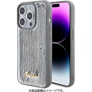 GUHCP15LPSFDGSS [GUESS（ゲス）公式ライセンス iPhone 15 Pro 用 メタルスクリプトロゴ付スパンコールケース シルバー]