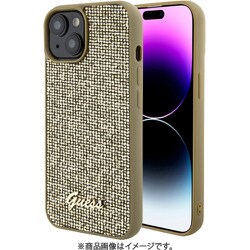 GUHCP15SPMSDGSD [GUESS（ゲス）公式ライセンス iPhone 15 用 メタルロゴ付スクエアミラースクリプトケース ゴールド]