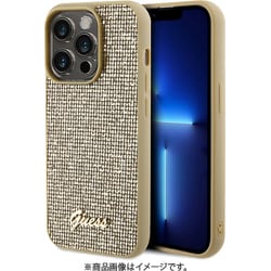 GUHCP15LPMSDGSD [GUESS（ゲス）公式ライセンス iPhone 15 Pro 用 メタルロゴ付スクエアミラースクリプトケース ゴールド]