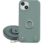 Galaxy S23 用 ケース リング スマホショルダー ショルダータイプ スタンド機能 本革 ロンタン Lontan/ブルーグレー LRS-GAS23-BG