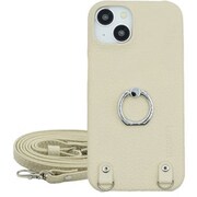 Galaxy S23 用 ケース リング スマホショルダー ショルダータイプ スタンド機能 本革 ロンタン Lontan/アイボリー LRS-GAS23-IV