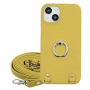 Galaxy S23 用 ケース リング スマホショルダー ショルダータイプ スタンド機能 本革 ロンタン Lontan/イエロー LRS-GAS23-YE