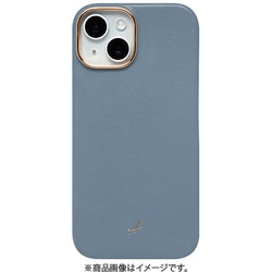 669-964514 [iPhone 15用 salisty noble MagSafe対応 レザーハードケース グレイッシュブルー]
