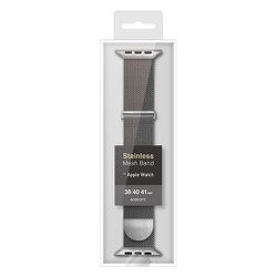 RBLAW4006SV [Apple Watch Series 9/8/7/6/5/4/3 SE第2世代 SE 41mm 40mm 38mm用 ステンレスメッシュ バンド マグネットタイプ シルバー]