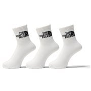 TNF ジャカード ロゴ 3P クルー TNF Jacquard Logo 3P Crew NN82411 TNFホワイト×TNFブラック WK Mサイズ(25-27cm) [アウトドア ソックス ユニセックス]