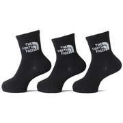 TNF ジャカード ロゴ 3P クルー K TNF Jacquard Logo 3P Crew NNJ82411 TNFブラック×TNFホワイト(KW) JMサイズ(16-18cm) [アウトドア ソックス キッズ]