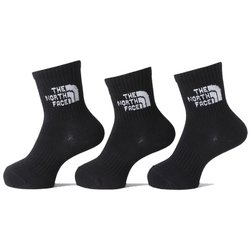 TNF ジャカード ロゴ 3P クルー K TNF Jacquard Logo 3P Crew NNJ82411 TNFブラック×TNFホワイト(KW) JLサイズ(19-21cm) [アウトドア ソックス キッズ]