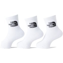 TNF ジャカード ロゴ 3P クルー K TNF Jacquard Logo 3P Crew NNJ82411 TNFホワイト×TNFブラック(WK) JLサイズ(19-21cm) [アウトドア ソックス キッズ]