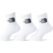 TNF ジャカード ロゴ 3P クルー K TNF Jacquard Logo 3P Crew NNJ82411 TNFホワイト×TNFブラック(WK) JLサイズ(19-21cm) [アウトドア ソックス キッズ]
