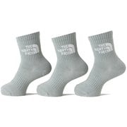 TNF ジャカード ロゴ 3P クルー K TNF Jacquard Logo 3P Crew NNJ82411 メルドグレー×TNFホワイト(MG) JMサイズ(16-18cm) [アウトドア ソックス キッズ]