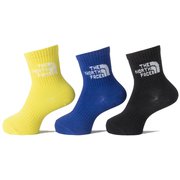 TNF ジャカード ロゴ 3P クルー K TNF Jacquard Logo 3P Crew NNJ82411 マルチカラーブラック(MK) JMサイズ(16-18cm) [アウトドア ソックス キッズ]