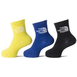 TNF ジャカード ロゴ 3P クルー K TNF Jacquard Logo 3P Crew NNJ82411 マルチカラーブラック(MK) JLサイズ(19-21cm) [アウトドア ソックス キッズ]