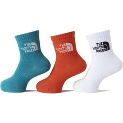 TNF ジャカード ロゴ 3P クルー K TNF Jacquard Logo 3P Crew NNJ82411 マルチカラーホワイト(MW) JMサイズ(16-18cm) [アウトドア ソックス キッズ]
