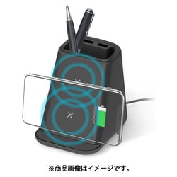 ペンスタンドワイヤレス充電器（USB-Aポートx2付き） ブラック AWJ-PD11 BK