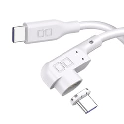 マグネットシリコンケーブル L字型 USB-C to USB-C 1m PD100W対応 ホワイト CIO-SLLMG-CC1-WH