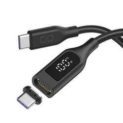 マグネットシリコンケーブル USB-C to USB-C 1m ディスプレイ表示付き PD100W対応 ブラック CIO-SLMG-SC-CC1-BK