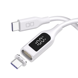 マグネットシリコンケーブル USB-C to USB-C 1m ディスプレイ表示付き PD100W対応 ホワイト CIO-SLMG-SC-CC1-WH