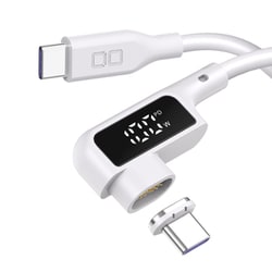 マグネットシリコンケーブル L字型 USB-C to USB-C 1m ディスプレイ表示付き PD100W対応 ホワイト CIO-SLLMG-SC-CC1-WH