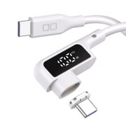 マグネットシリコンケーブル L字型 USB-C to USB-C 1m ディスプレイ表示付き PD100W対応 ホワイト CIO-SLLMG-SC-CC1-WH
