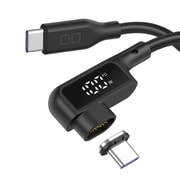 マグネットシリコンケーブル L字型 USB-C to USB-C 2m ディスプレイ表示付き PD100W対応 ブラック CIO-SLLMG-SC-CC2-BK