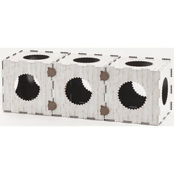 NB-3P BR [猫用 箱型紙製遊具 BOX トンネルセット 木目]