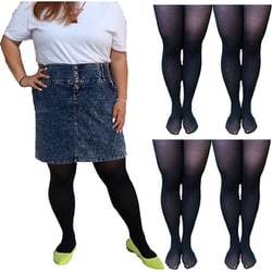 NAKAMAJITA LADY'S 大きいサイズ 5L-6L 80D ゾッキタイツ マチなし ブラック 4足セット IM-000023
