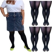 NAKAMAJITA LADY'S 大きいサイズ 5L-6L 80D ゾッキタイツ マチなし ブラック 4足セット IM-000023