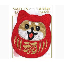 刺繍ステッカーワッペン だるま柴犬