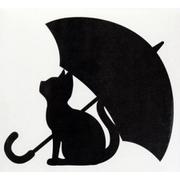 猫と傘 カッティングステッカー 黒